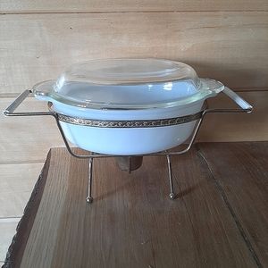 Fire King Milk Glass Chafing Dish Casserole With Lid Vintage Mid Century Modern